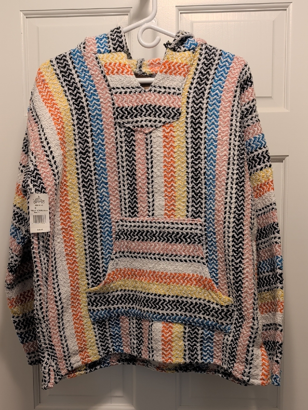 Multicolor Striped Knit Poncho Hoodie - Women